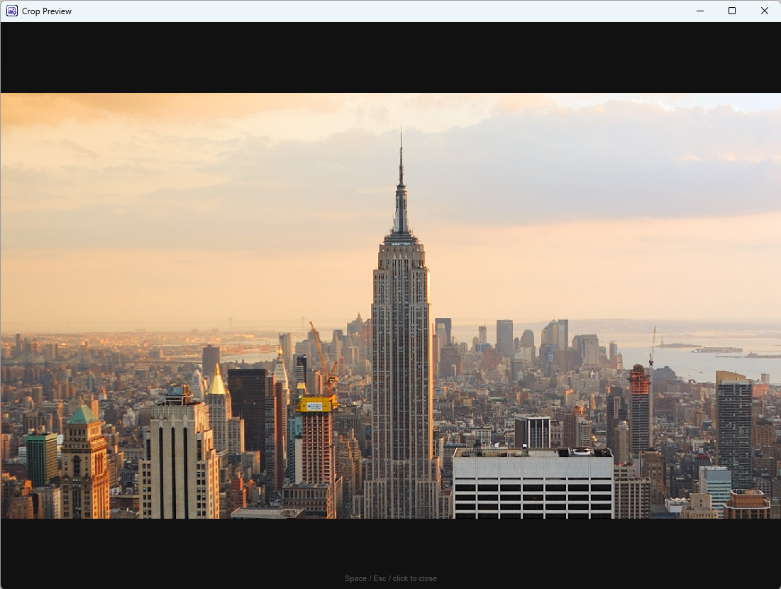 Preview cropped area using Tab or Space