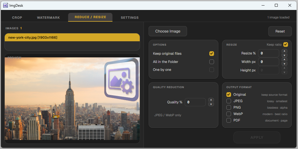 Image is selected and ready for resizing