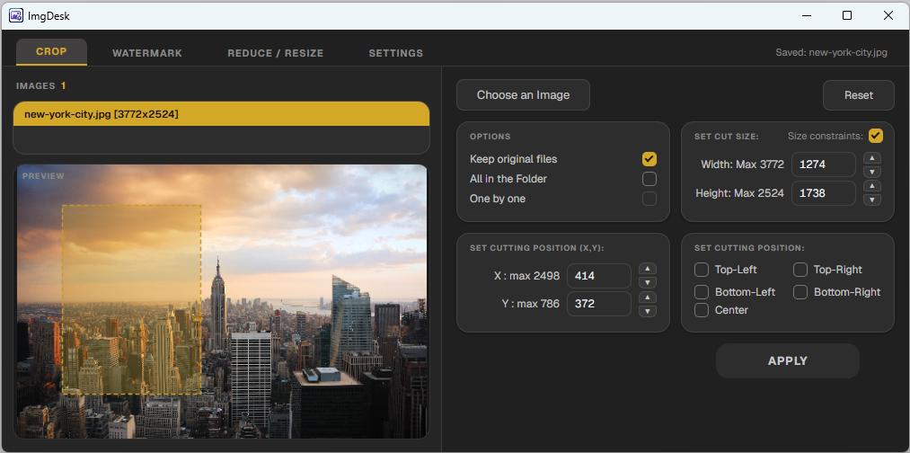 Cropping the same image again with different settings