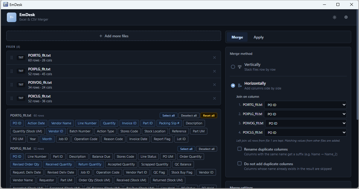 EmDesk dark mode