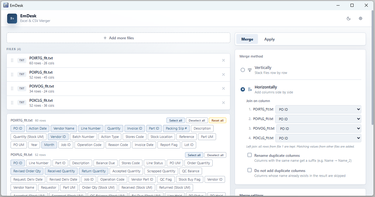 Load files into EmDesk