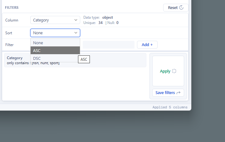 Add sort