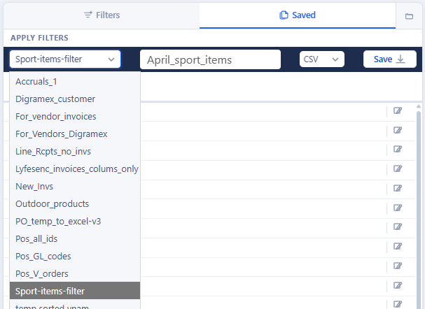 Select filter