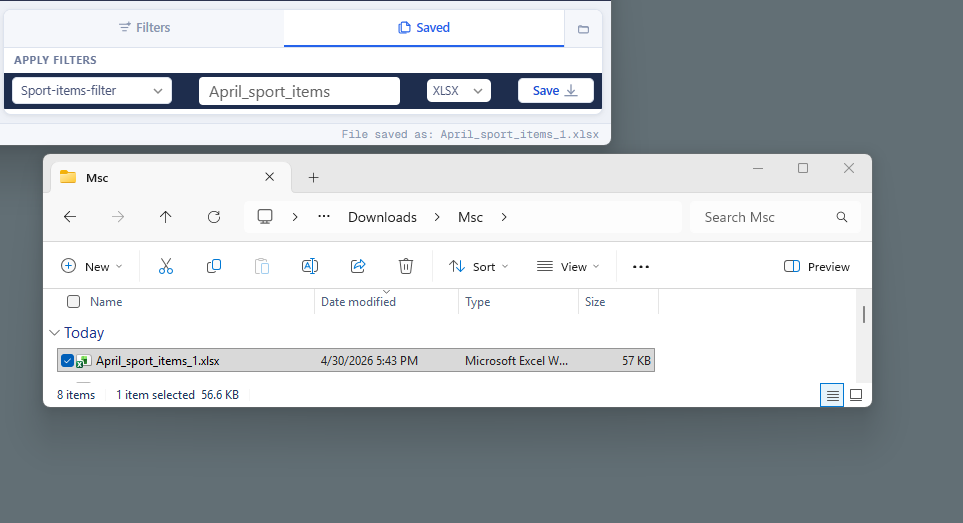 Open folder