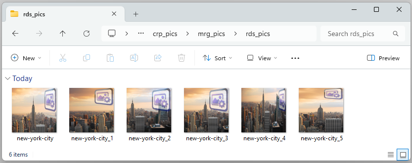 Resized and reduced images in output folder